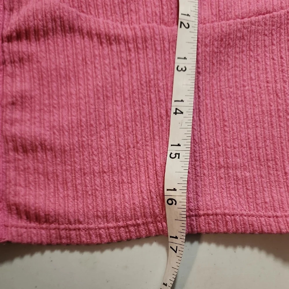 Pink Ribbed Ruched Sleeveless Crop Tank Top - Picture 7 of 8